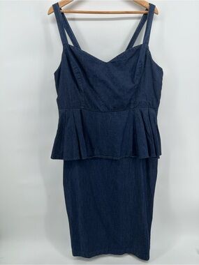 Eloquii Sheath Denim Dress Sweetheart Neckline Peplum Waist Women’s Size 20